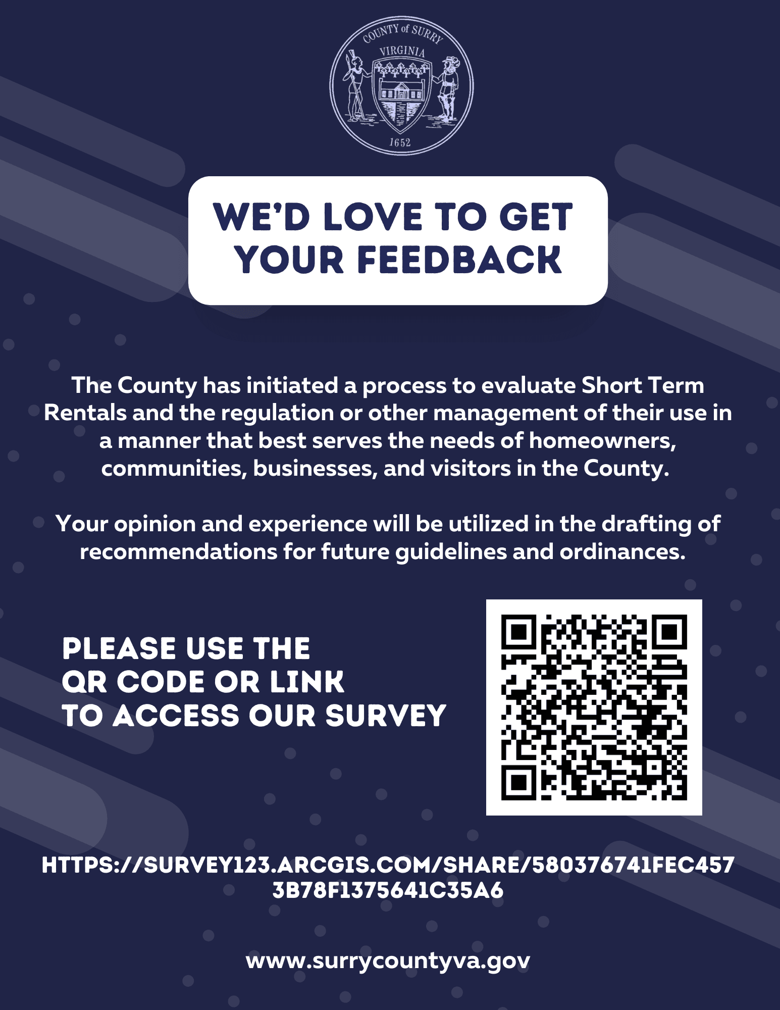 Short Term Rental Survey and QR Code Flyer